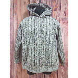 Hooded Cable Knit Print Hoodie Large Fits Like a Medium